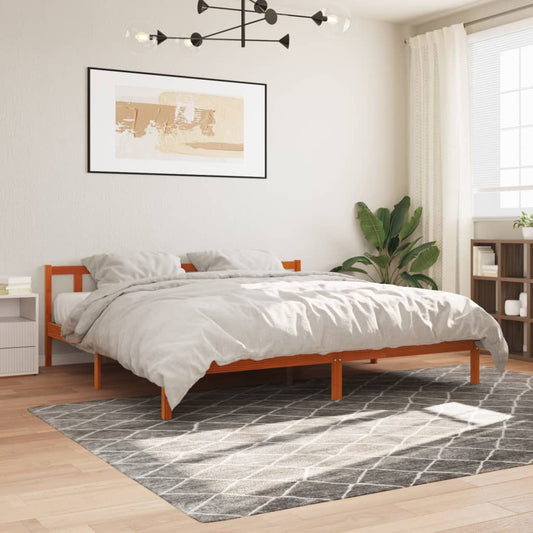 Solid Pine Bed Frame, Wax Brown, Super King 180x200 cm