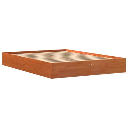 Solid Pine Bed Frame 140x200 cm, Wax Brown - No Mattress Included