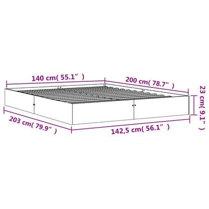 Solid Pine Bed Frame 140x200 cm, Wax Brown - No Mattress Included