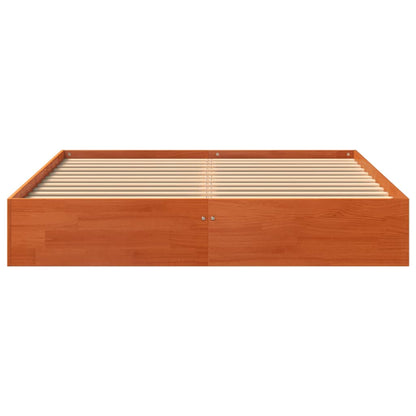 Solid Pine Wood Bed Frame 120x200 cm - Wax Brown Finish