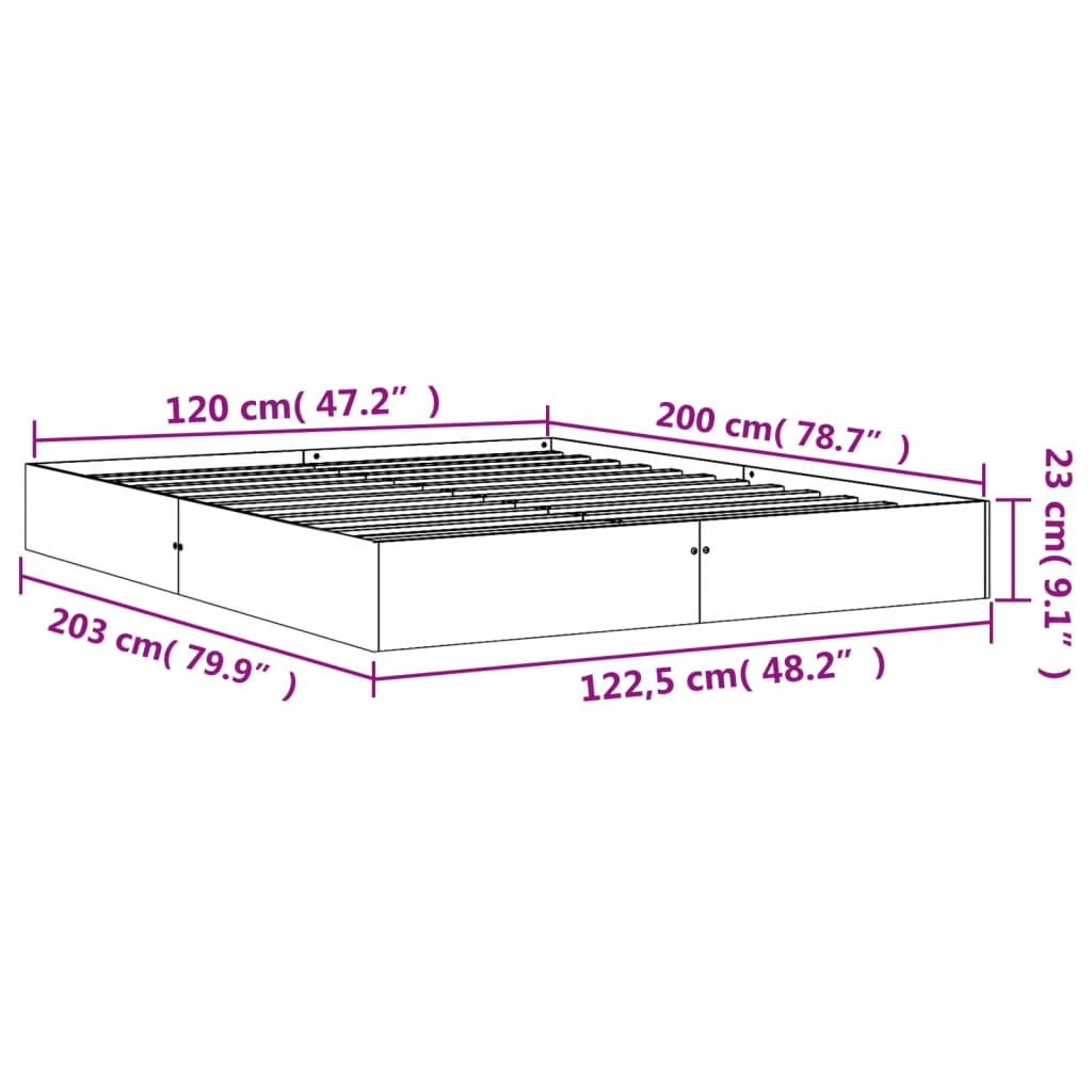 Solid Pine Wood Bed Frame 120x200 cm - Wax Brown Finish