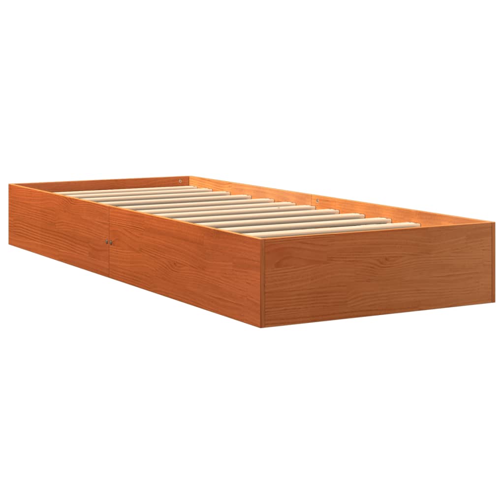 Wax Brown Solid Pine Bed Frame 100x200 cm - No Mattress Included