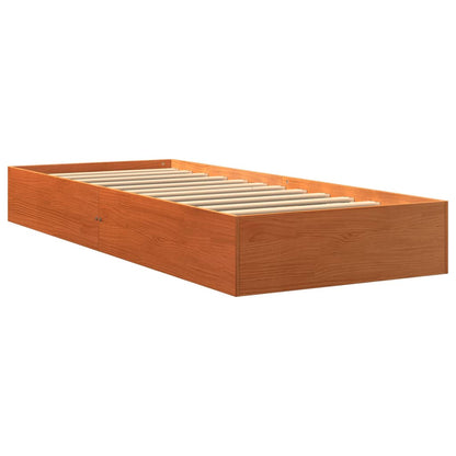 Wax Brown Solid Pine Bed Frame 100x200 cm - No Mattress Included