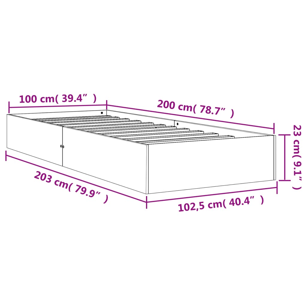 Wax Brown Solid Pine Bed Frame 100x200 cm - No Mattress Included