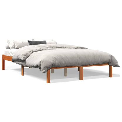 Solid Pine Bed Frame 135x190 cm Double - Wax Brown Finish