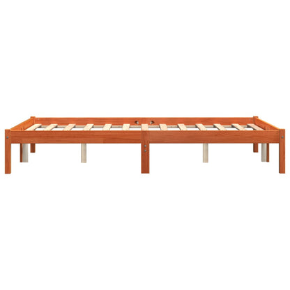 Solid Pine Wood Bed Frame Wax Brown 140x190 cm