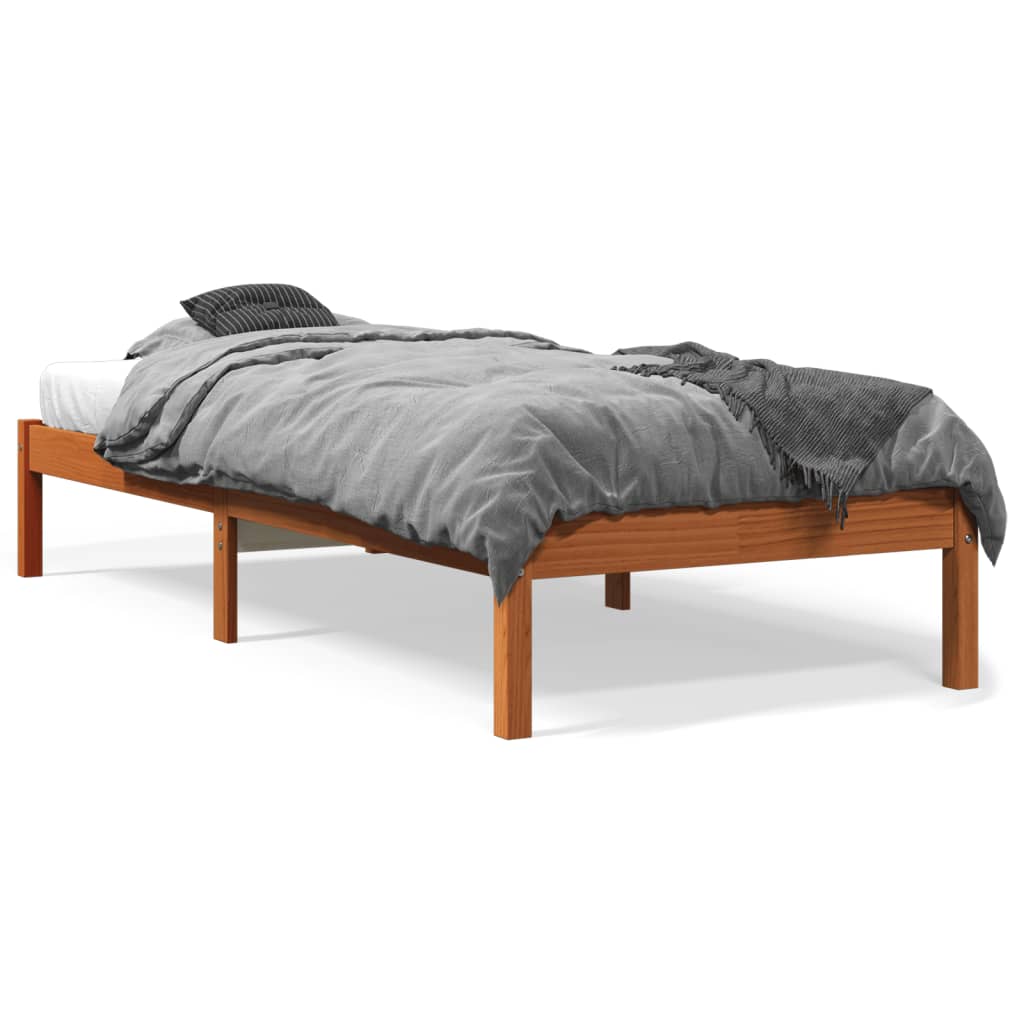 Solid Pine Bed Frame, Wax Brown, 100x200 cm (No Mattress)