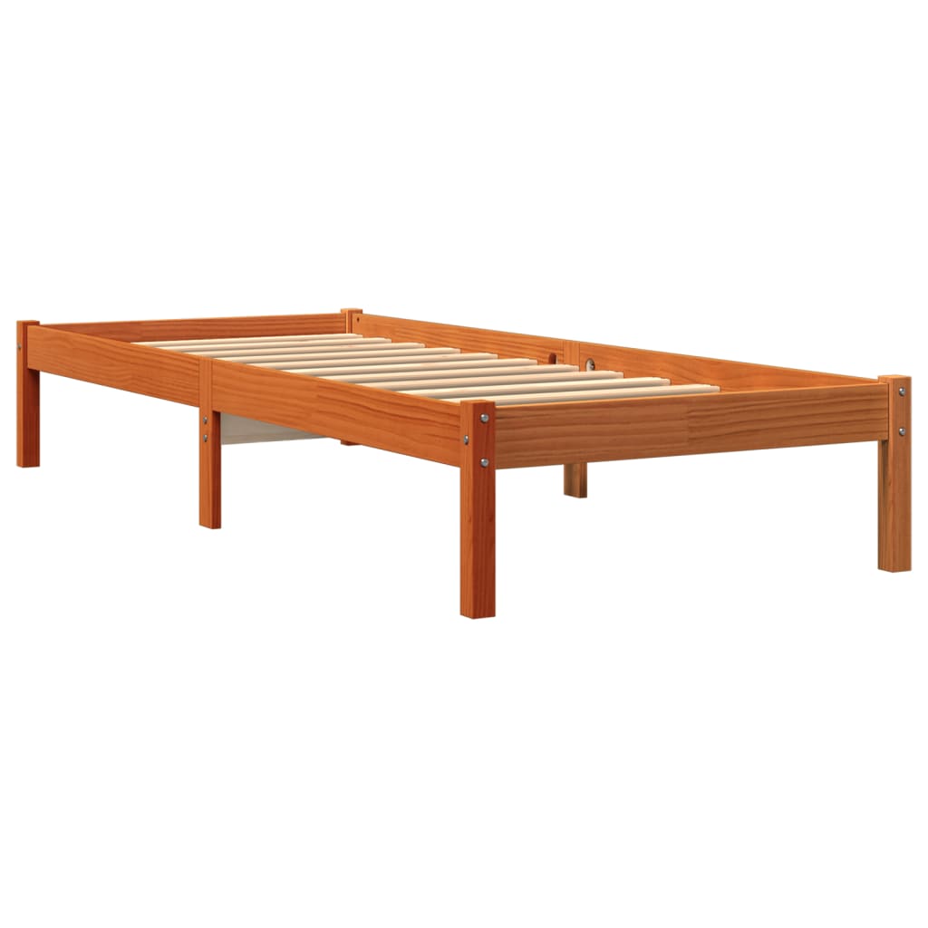 Solid Pine Bed Frame, Wax Brown, 100x200 cm (No Mattress)