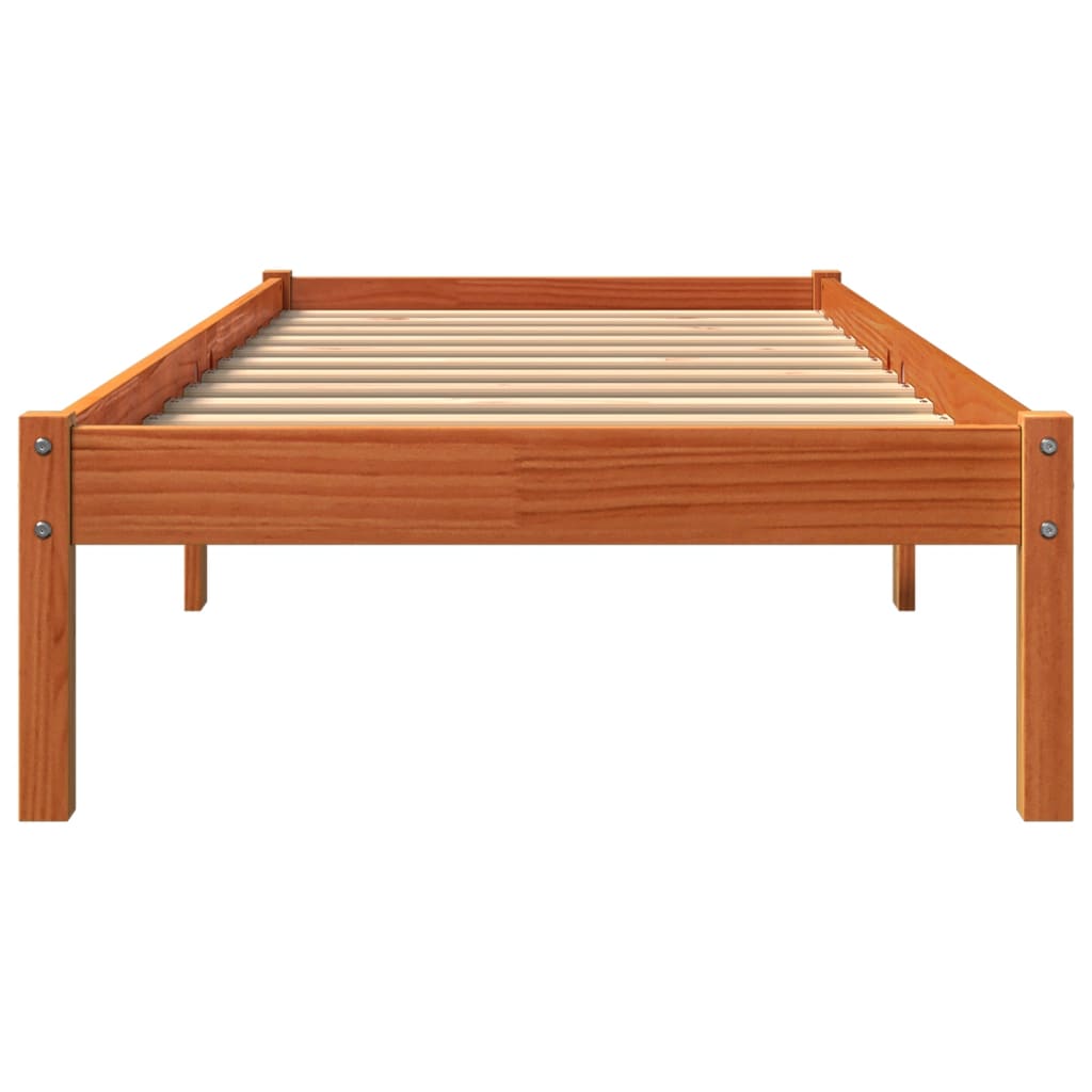 Solid Pine Bed Frame, Wax Brown, 100x200 cm (No Mattress)