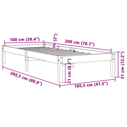 Solid Pine Bed Frame, Wax Brown, 100x200 cm (No Mattress)