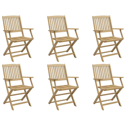 Set of 6 Acacia Wood Folding Garden Chairs 54.5x58x90 cm