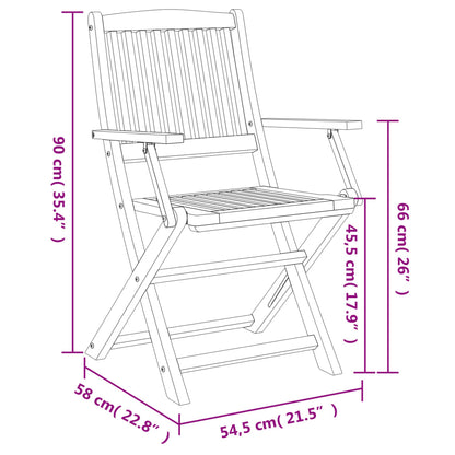 8-Piece Acacia Wood Folding Garden Chairs, 54.5x58x90 cm Set