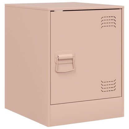 Compact Pink Steel Bedside Cabinet, 34.5x39x44 cm