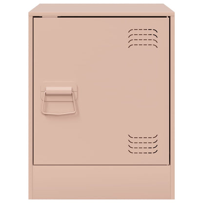 Compact Pink Steel Bedside Cabinet, 34.5x39x44 cm