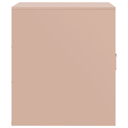 Compact Pink Steel Bedside Cabinet, 34.5x39x44 cm