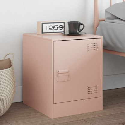 Compact Pink Steel Bedside Cabinet, 34.5x39x44 cm