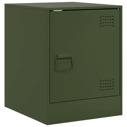 Olive Green Steel Bedside Cabinet - 34.5x39x44 cm