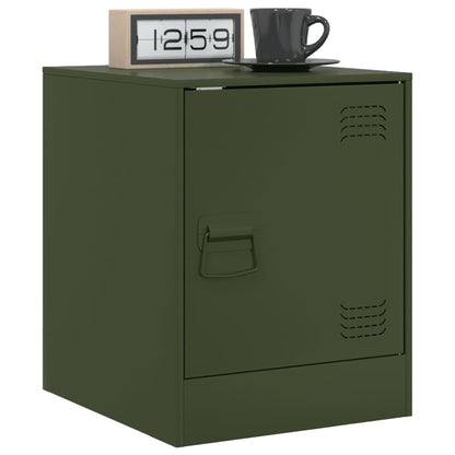 Olive Green Steel Bedside Cabinet - 34.5x39x44 cm