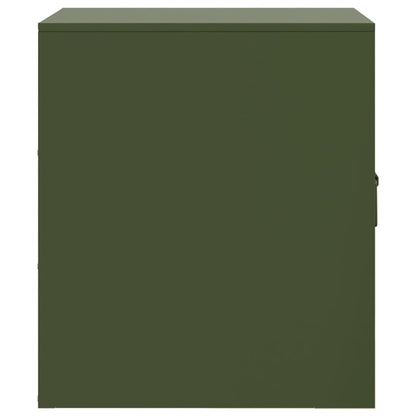 Olive Green Steel Bedside Cabinet - 34.5x39x44 cm