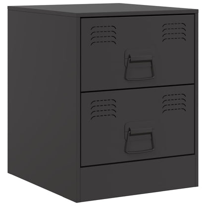 Sleek Black Steel Bedside Cabinet 34.5x39x44 cm - Modern Design