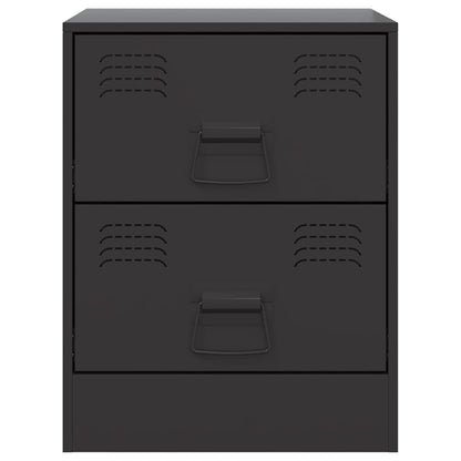 Sleek Black Steel Bedside Cabinet 34.5x39x44 cm - Modern Design