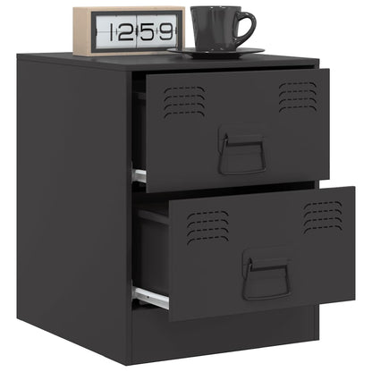Black Steel Bedside Cabinets Set of 2 - 34.5x39x44 cm