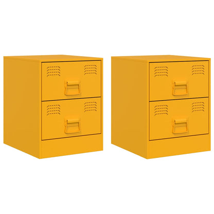 Yellow Steel Bedside Cabinets Set of 2 - 34.5x39x44 cm