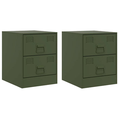 Set of 2 Green Steel Bedside Cabinets 34.5x39x44 cm