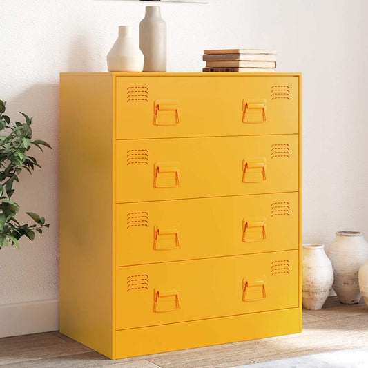 Mustard Yellow Steel Sideboard 67x39x83 cm - Modern & Stylish Storage