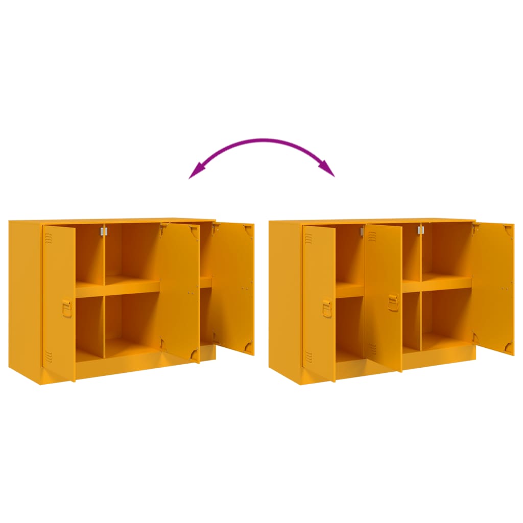 Mustard Yellow Steel Sideboard 99x39x73 cm