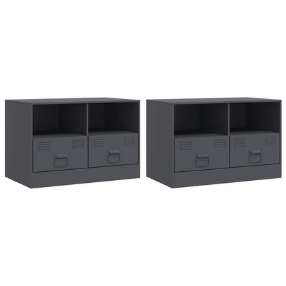 TV Cabinets 2 pcs Anthracite 67x39x44 cm Steel