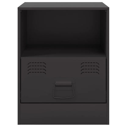 Black Steel Bedside Cabinets Set of 2 - Compact 34.5x39x44 cm