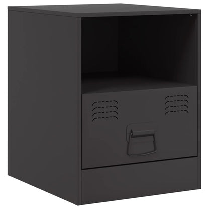 Black Steel Bedside Cabinets Set of 2 - Compact 34.5x39x44 cm