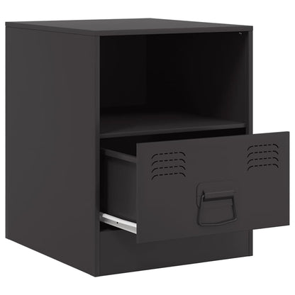 Black Steel Bedside Cabinets Set of 2 - Compact 34.5x39x44 cm