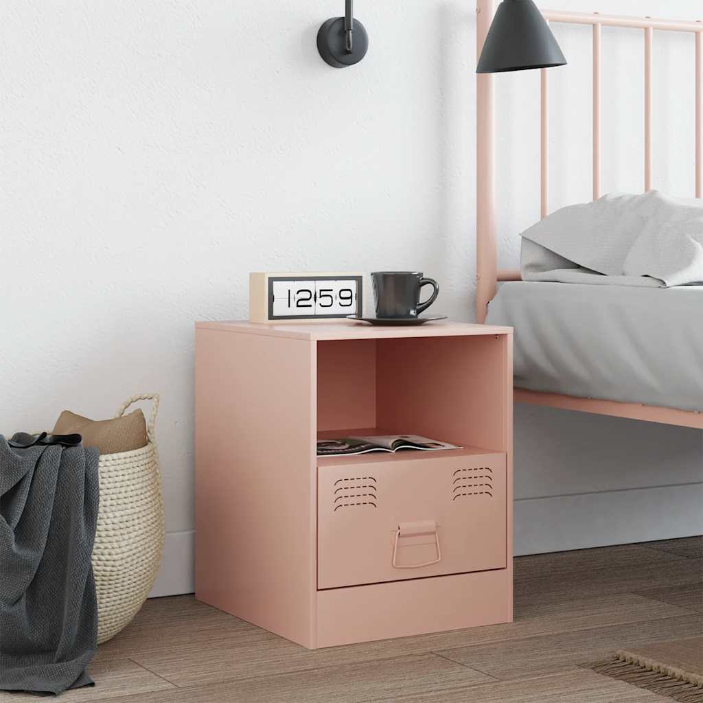 Pink Steel Bedside Cabinet - 34.5x39x44 cm - Stylish & Compact
