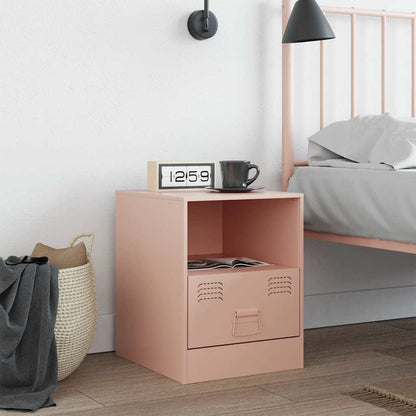 Pink Steel Bedside Cabinet - 34.5x39x44 cm - Stylish & Compact