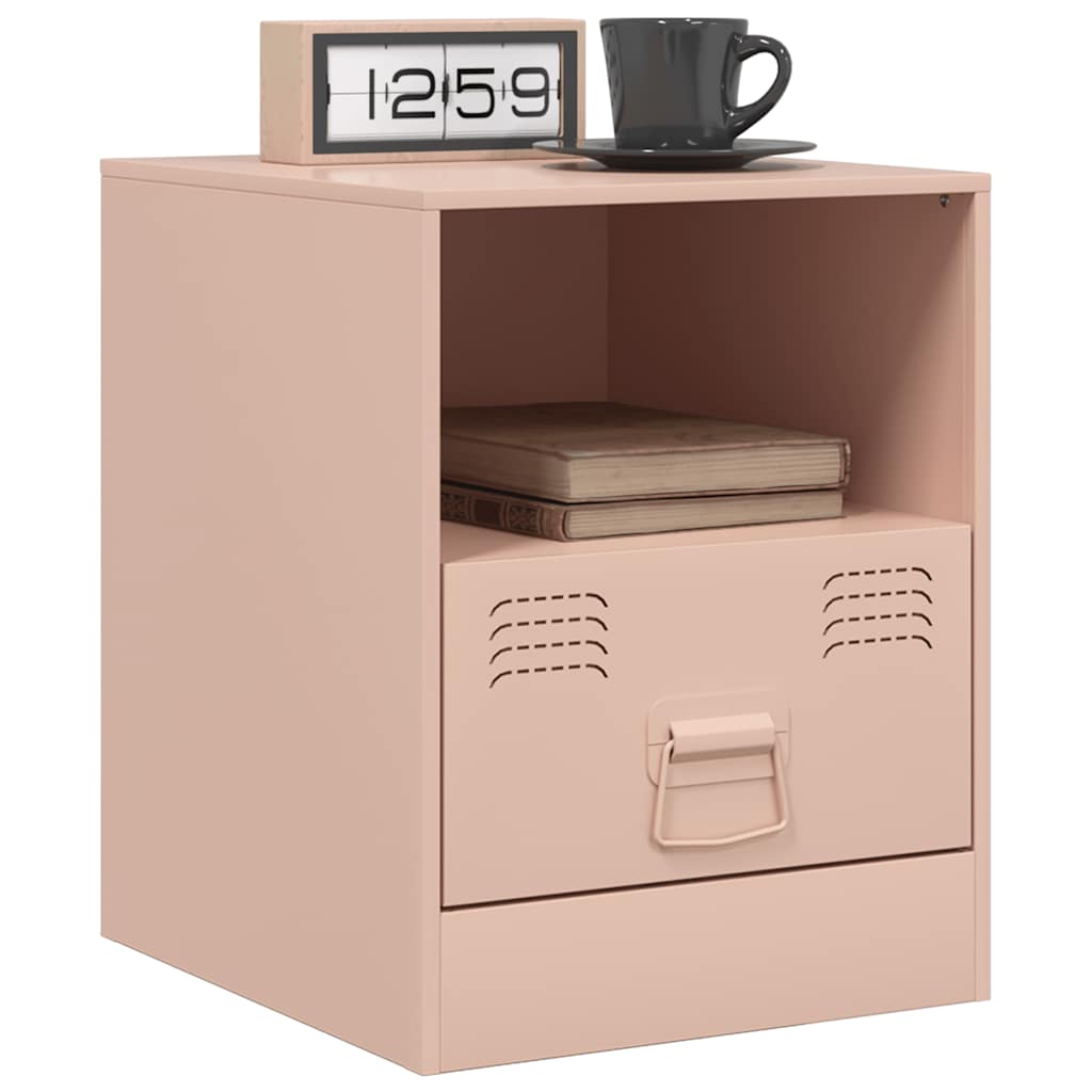 Pink Steel Bedside Cabinet - 34.5x39x44 cm - Stylish & Compact
