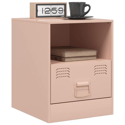Pink Steel Bedside Cabinet - 34.5x39x44 cm - Stylish & Compact