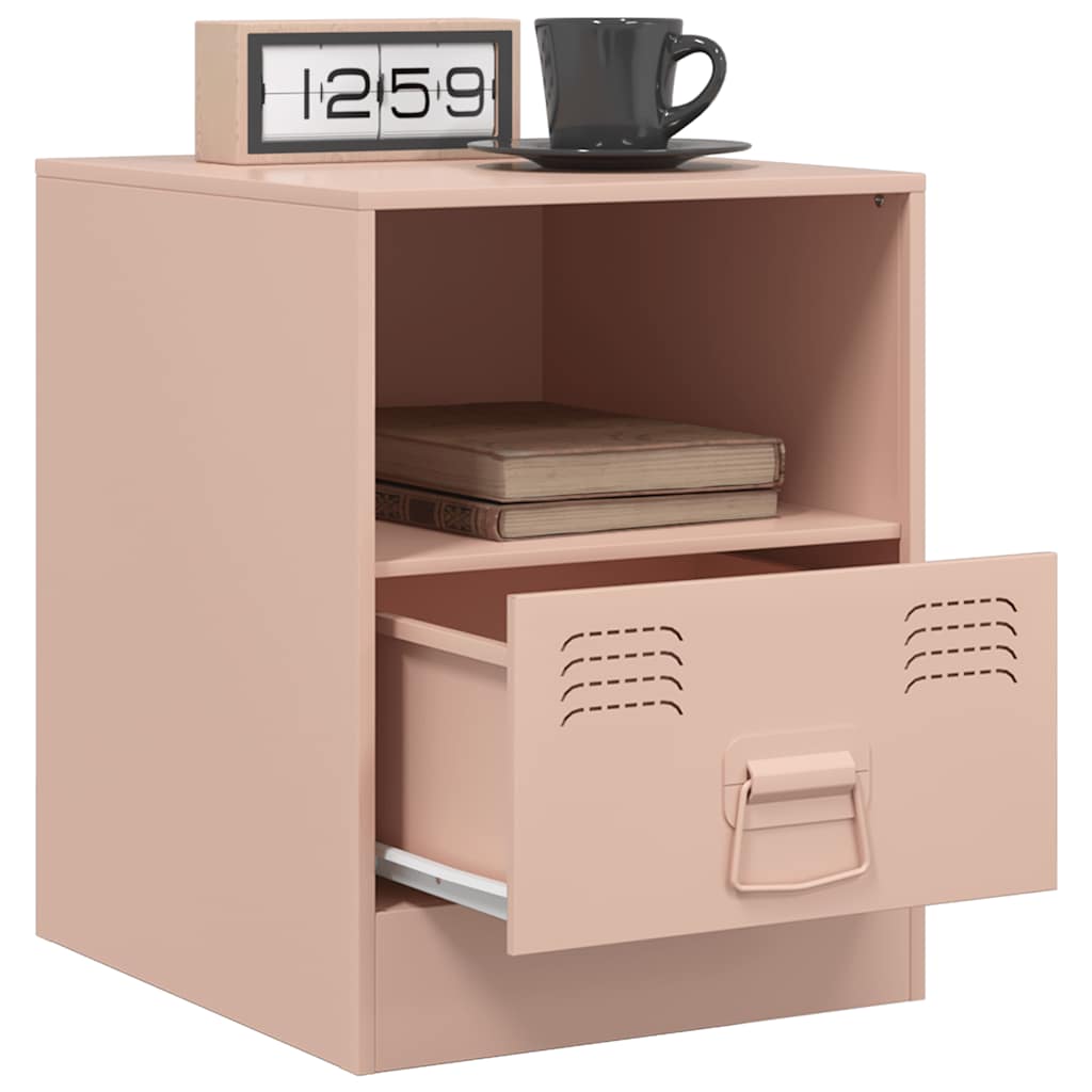 Pink Steel Bedside Cabinet - 34.5x39x44 cm - Stylish & Compact