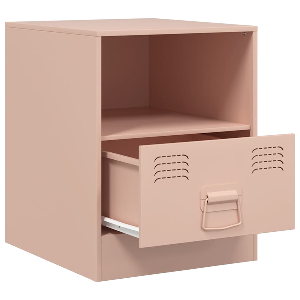 Pink Steel Bedside Cabinet - 34.5x39x44 cm - Stylish & Compact