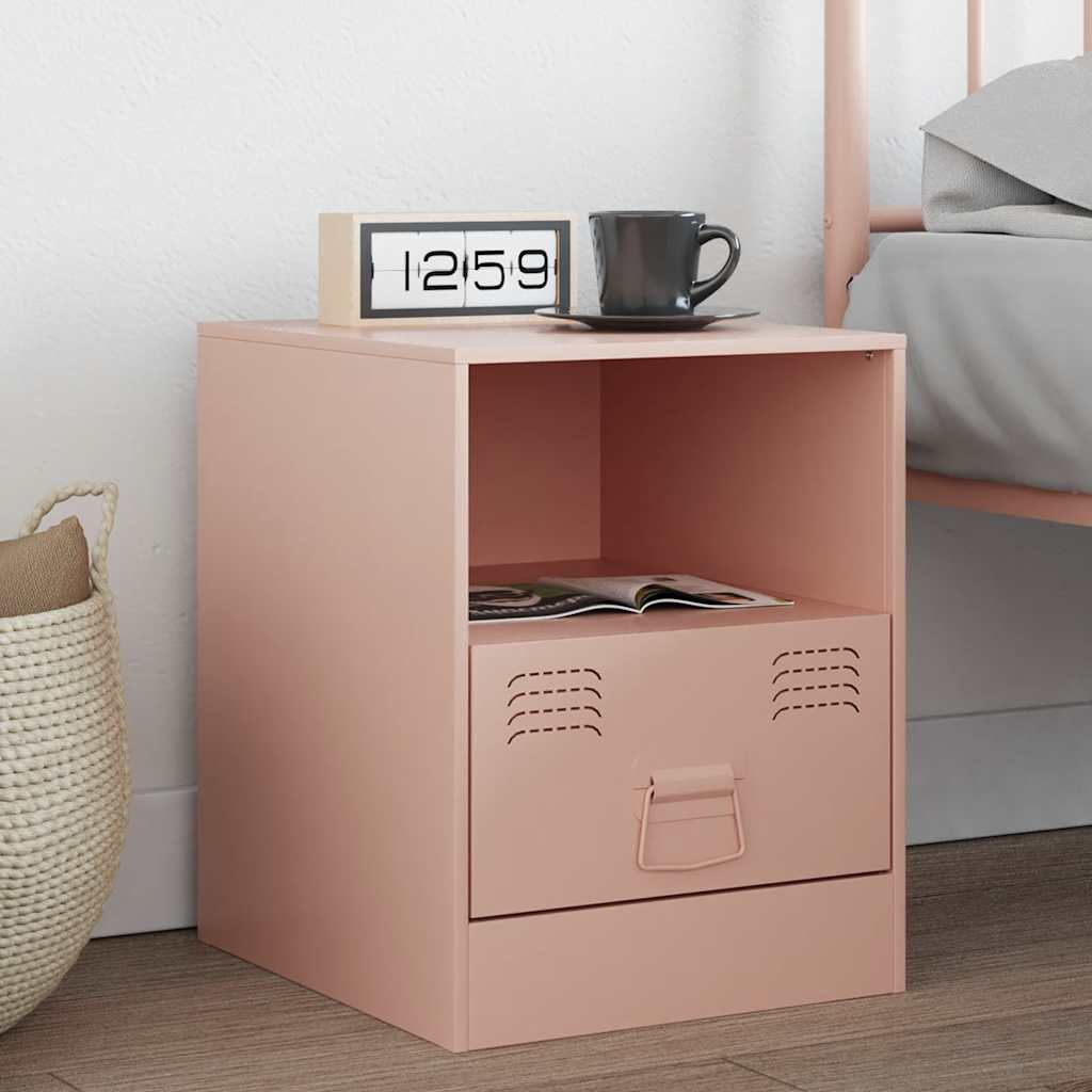 Pink Steel Bedside Cabinet - 34.5x39x44 cm - Stylish & Compact
