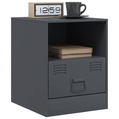 Anthracite Steel Bedside Cabinets Set of 2 - 34.5x39x44 cm