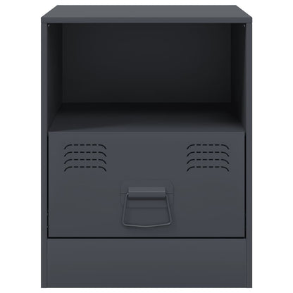 Anthracite Steel Bedside Cabinets Set of 2 - 34.5x39x44 cm