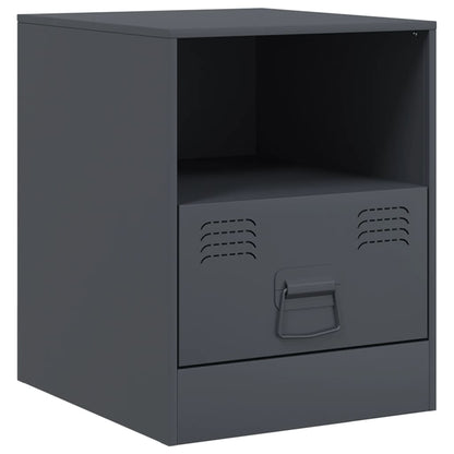 Anthracite Steel Bedside Cabinets Set of 2 - 34.5x39x44 cm