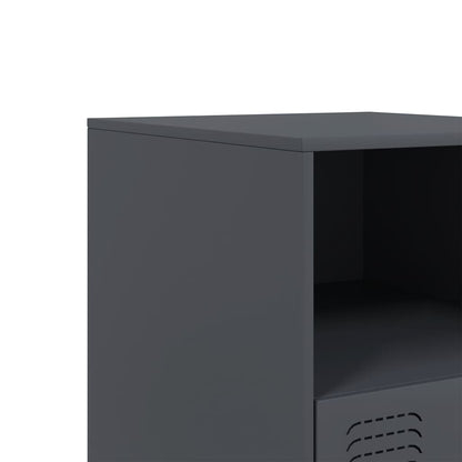 Anthracite Steel Bedside Cabinets Set of 2 - 34.5x39x44 cm
