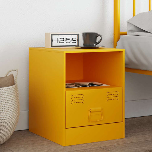 Mustard Yellow Steel Bedside Cabinet 34.5x39x44 cm