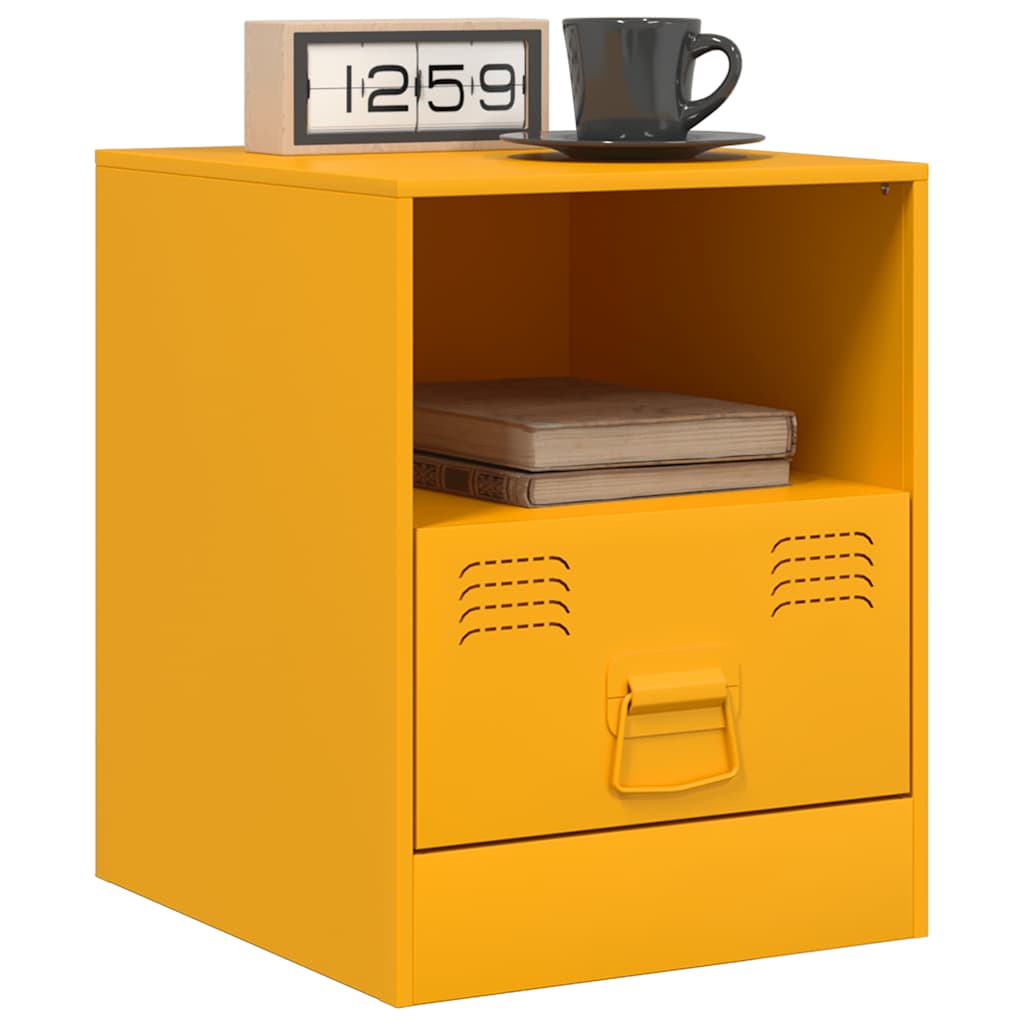 Mustard Yellow Steel Bedside Cabinets Set of 2 - 34.5x39x44 cm
