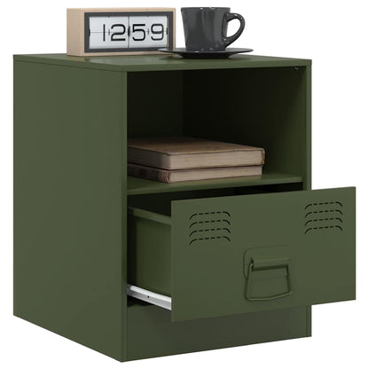 Olive Green Steel Bedside Cabinets 2 Pcs - Stylish & Durable Storage