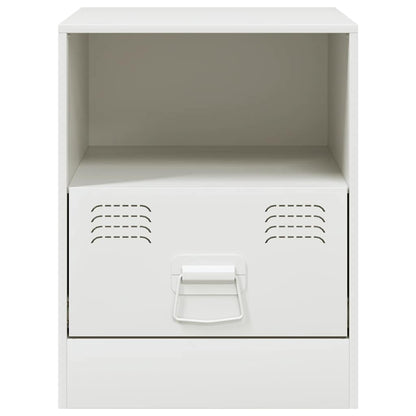 White Steel Bedside Cabinets Set of 2 – Compact 34.5x39x44 cm