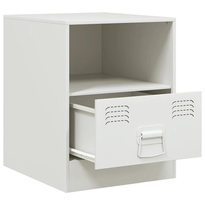 White Steel Bedside Cabinets Set of 2 – Compact 34.5x39x44 cm